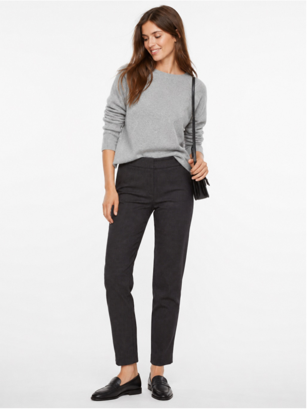 Ann Taylor Factory Trousers Black White Micro-Check Pattern 0P